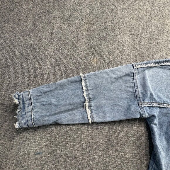 VTG Veveret Shirt Shaket Womens S Blue Demin Frayed Edges‎ Silver Studded Y2K - Picture 4 of 16